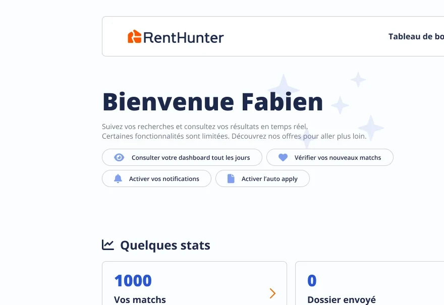 Le tableau de bord RentHunter refondu
