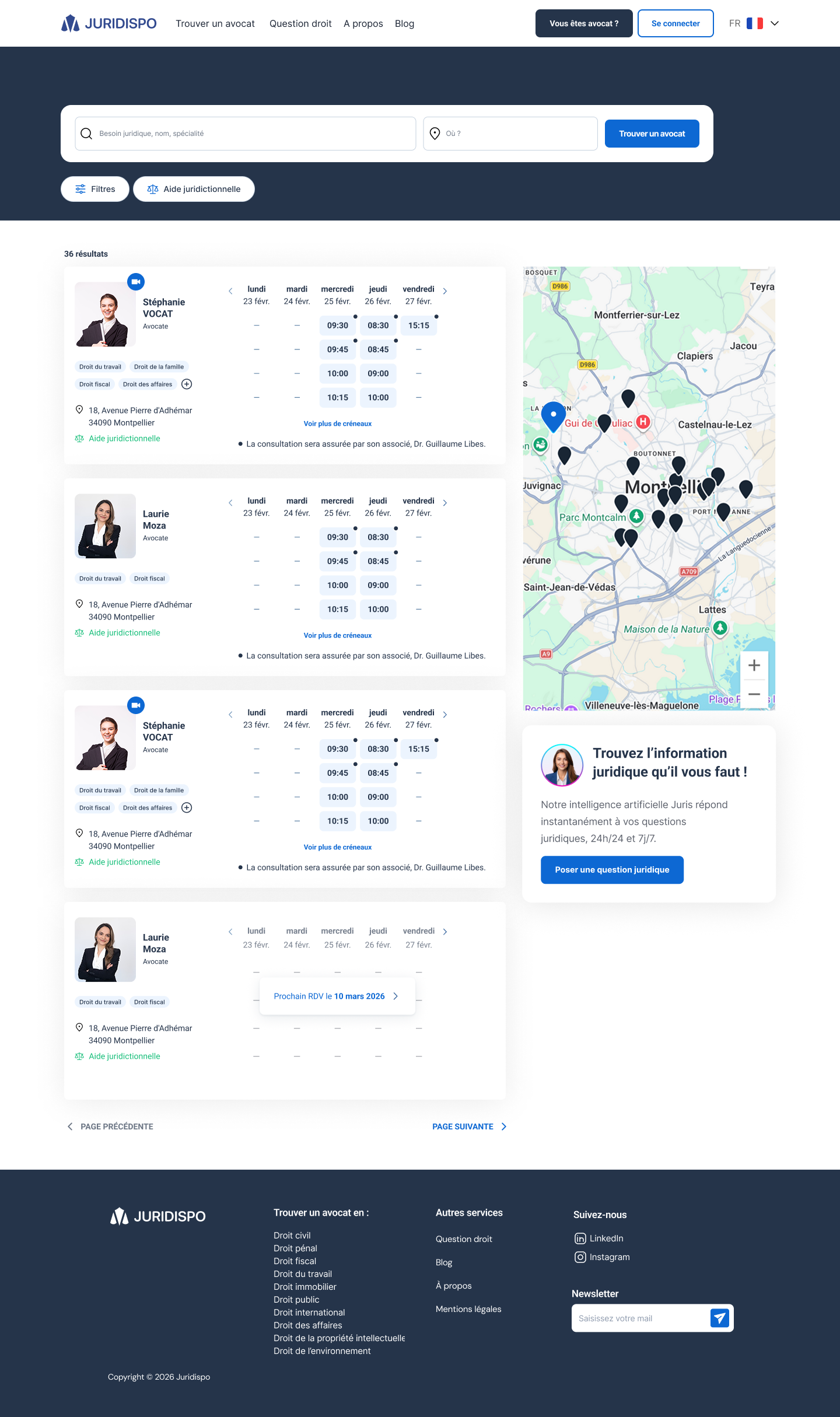 Trouver un avocat et réserver une consultation