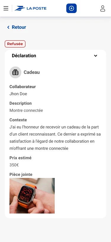 Le détail d’une déclaration et son avis · vue mobile