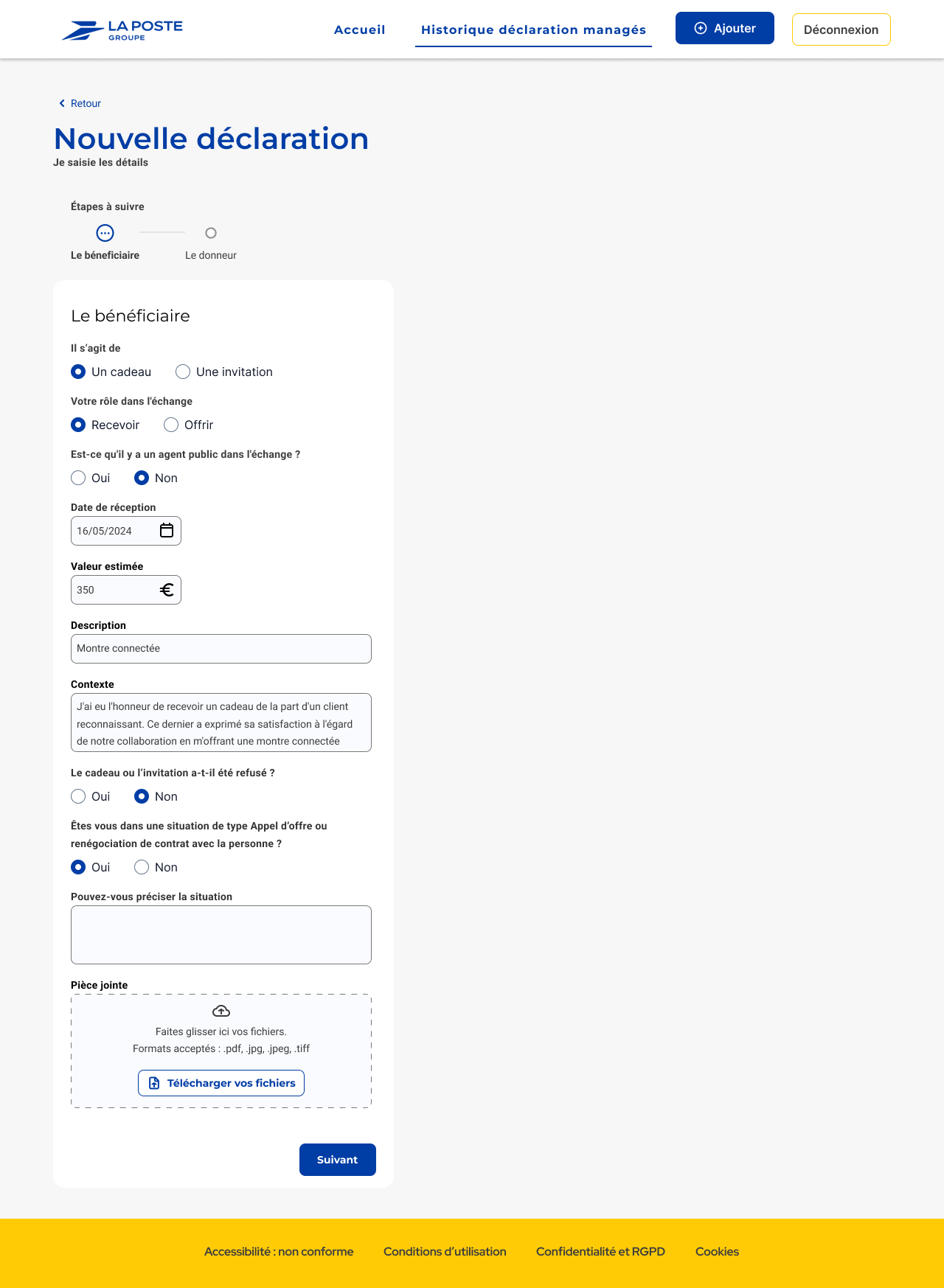Côté collaborateur : déclarer un cadeau