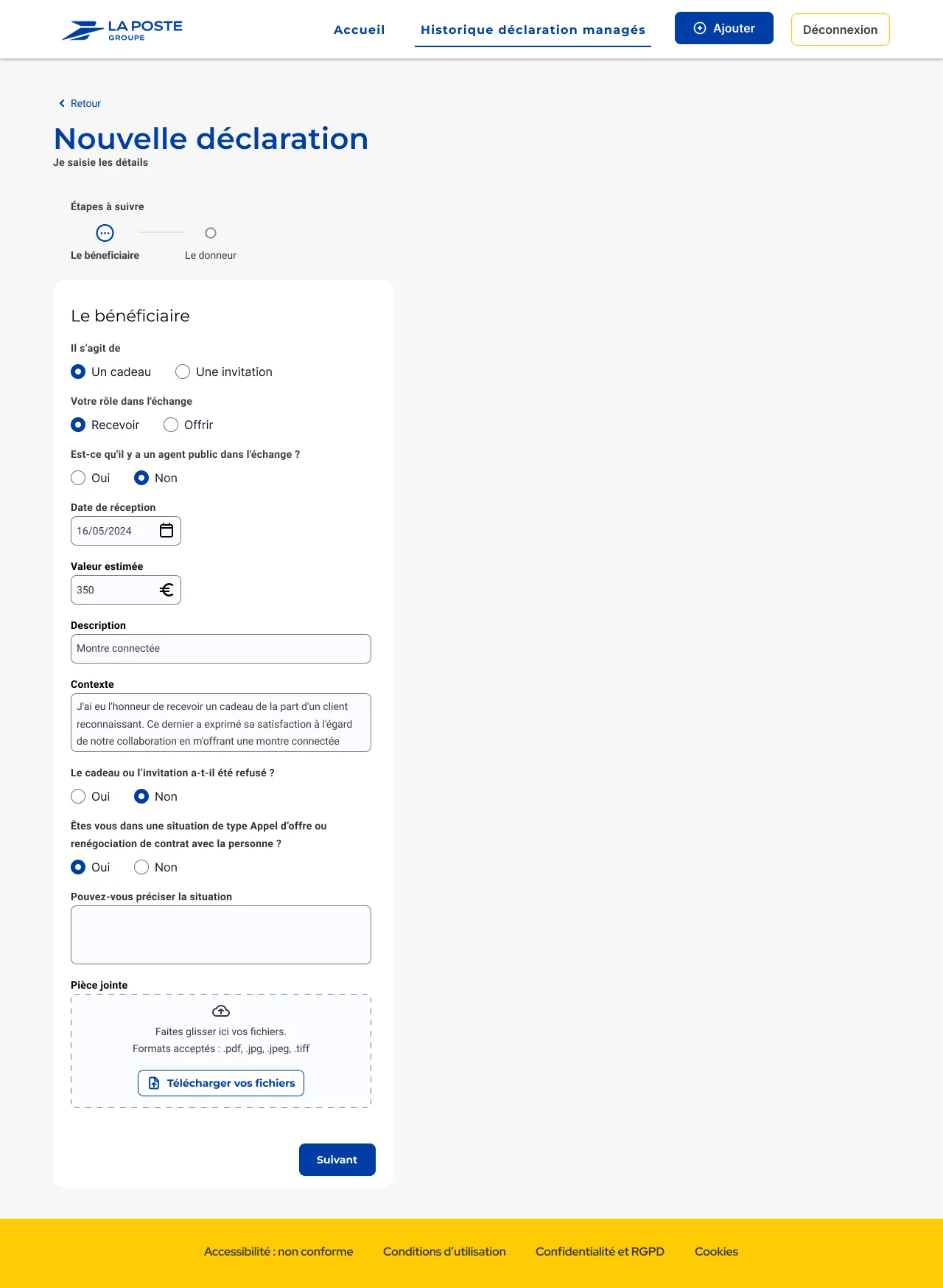 Étape 1 : le bénéficiaire · vue desktop