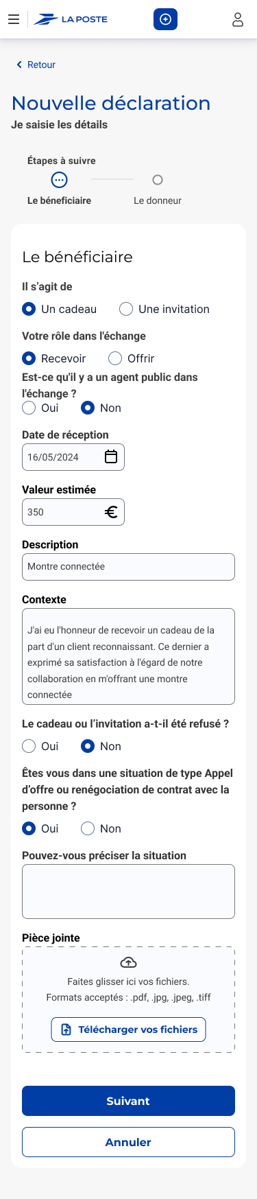 Côté collaborateur : déclarer un cadeau