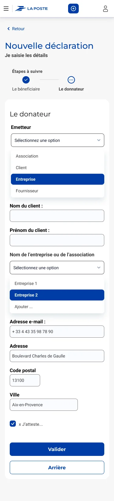 Étape 2 : le donateur · vue mobile
