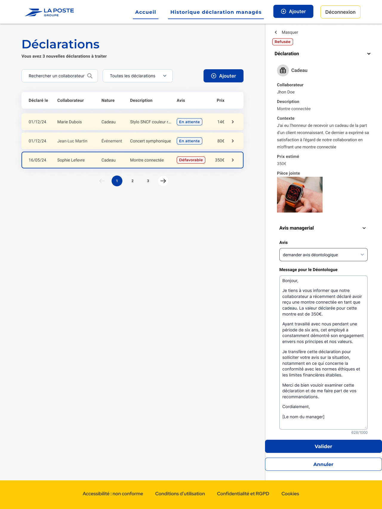 Côté manager : traiter les déclarations