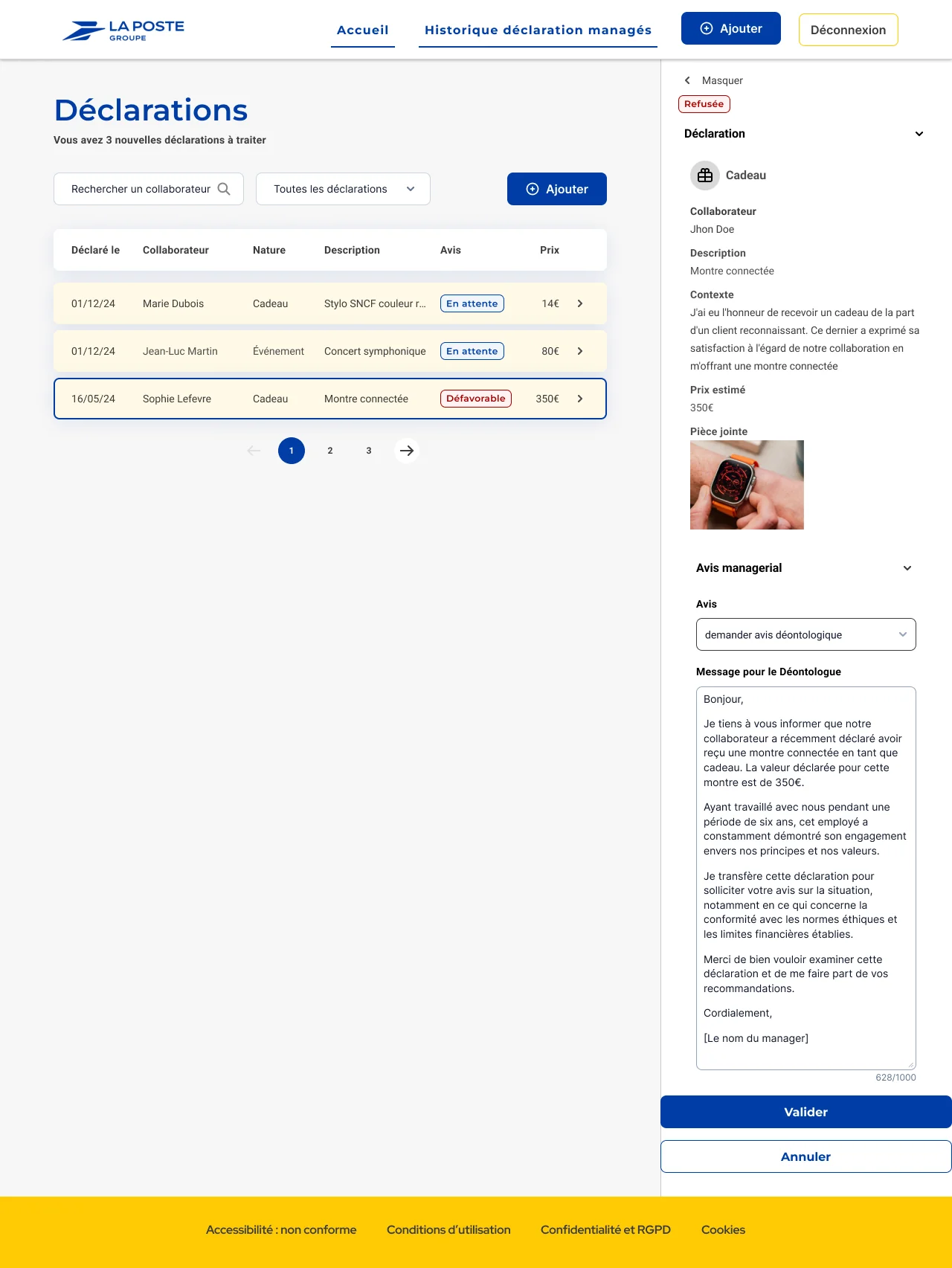 Donner un avis ou solliciter le déontologue · vue desktop