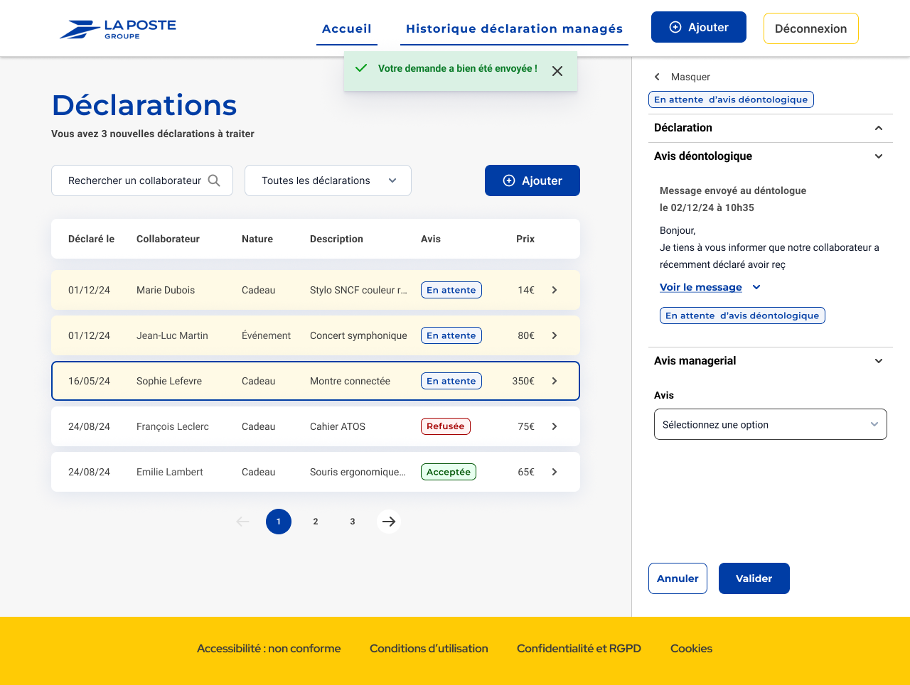 Côté manager : traiter les déclarations