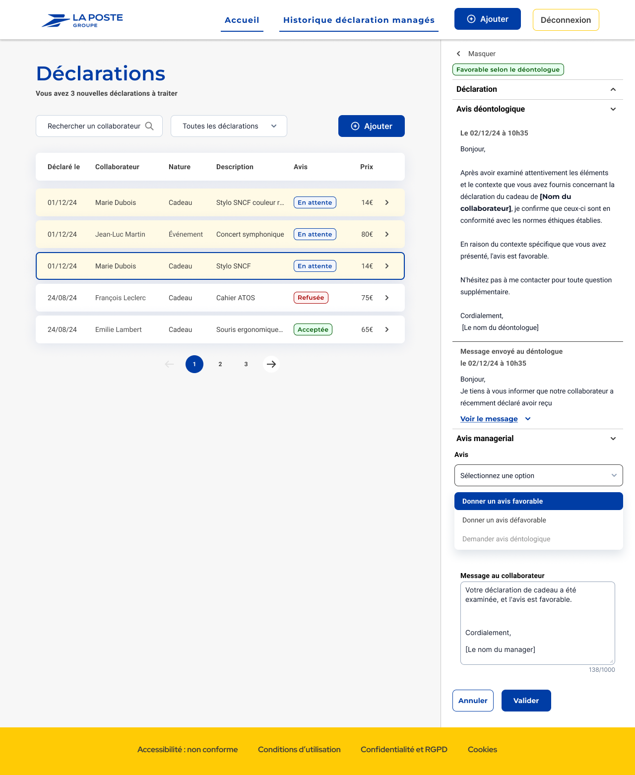 Côté manager : traiter les déclarations