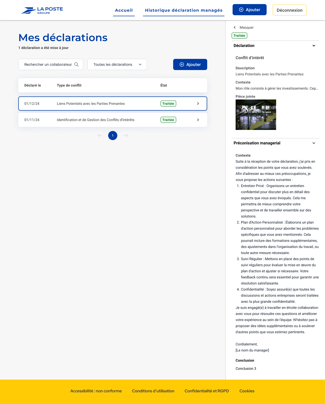 Côté collaborateur : déclarer un conflit d'intérêt