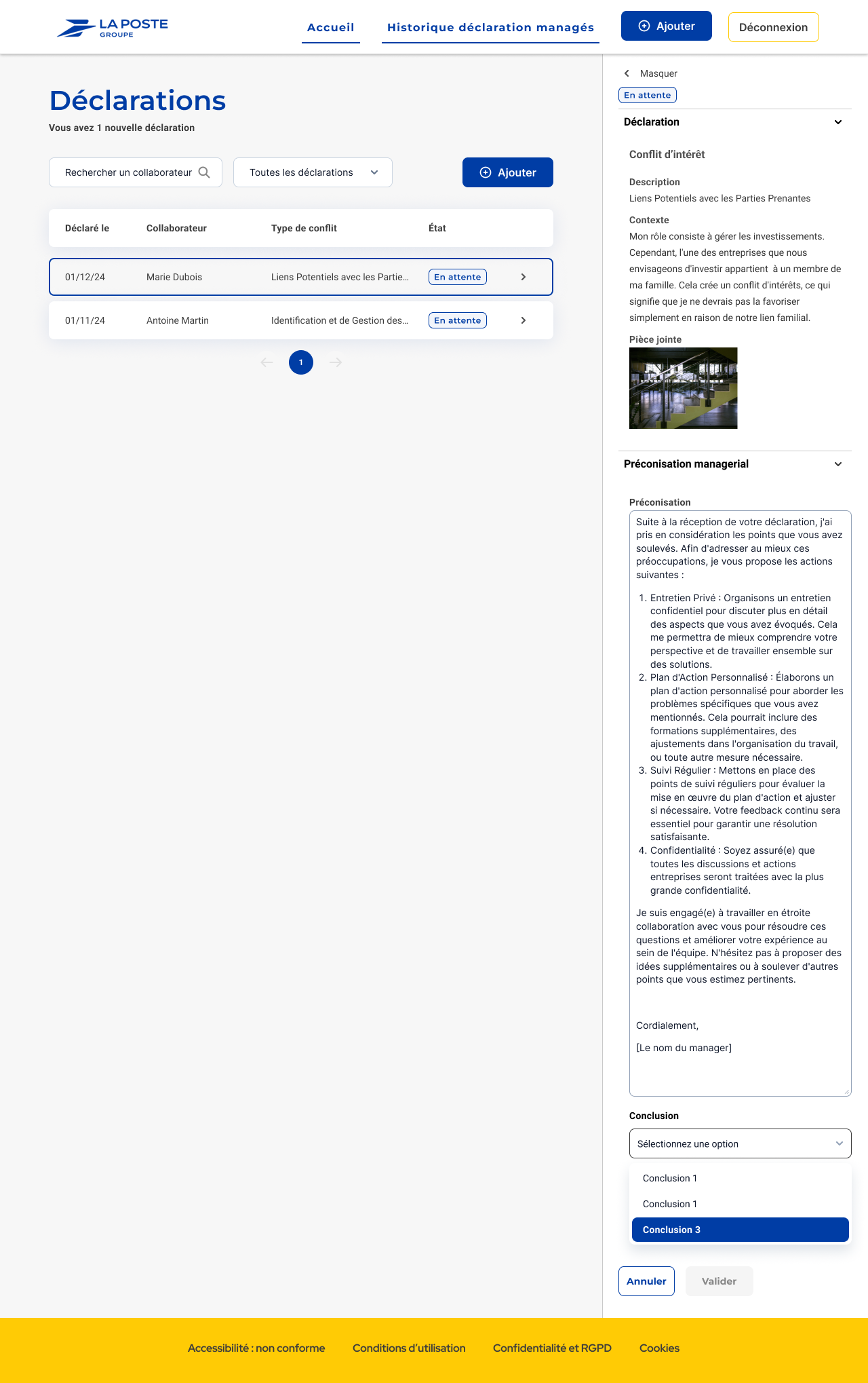 Côté manager : instruire les déclarations