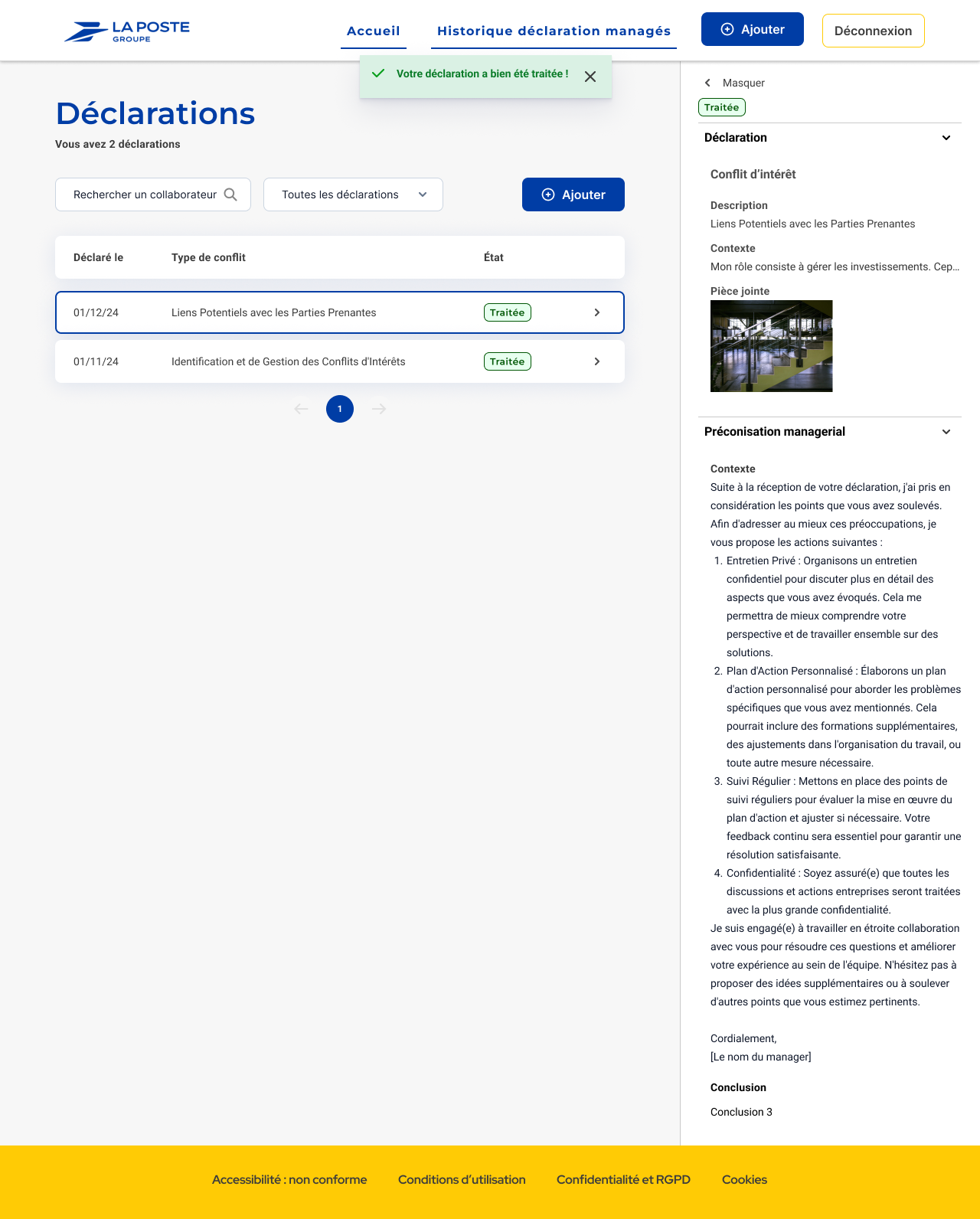 Côté manager : instruire les déclarations